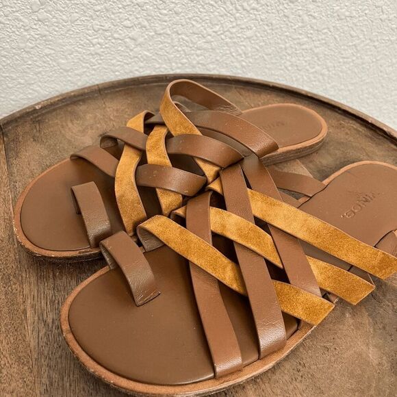 Vince Brown Piers Leather & Suede Strappy Slide Sandals Women's Size 7.5 N - Picture 6 of 8